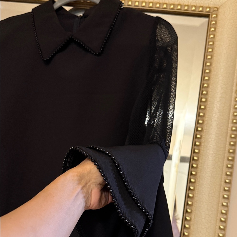 Gracia Elegant Black Top with Beaded Details